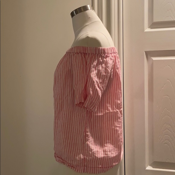 🎉HP🎉 J.Crew Factory Off the Shoulder Pinstripe Top - Picture 4 of 6